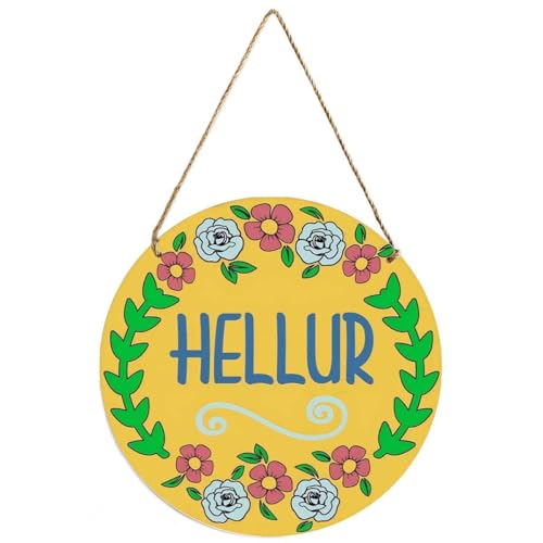 12-Inch Hellur Wooden Door Hanger with Colorful Floral Design