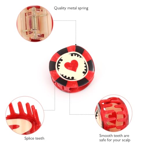 PERSONFUN Personalized Acetate Chip Hair Claw Clip - Las Vegas Gaming Chip Design, Red & Black, Variation Chip