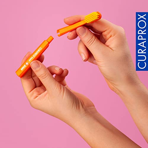 Curaprox CS 5460 Travel Toothbrush Replacement Heads, Orange, 2-Pack