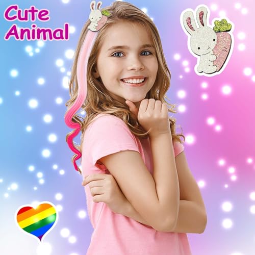 Little World Animal Straight Rainbow Hair Clips 8PK for Girls & Kids - Toddler Hair Accessories