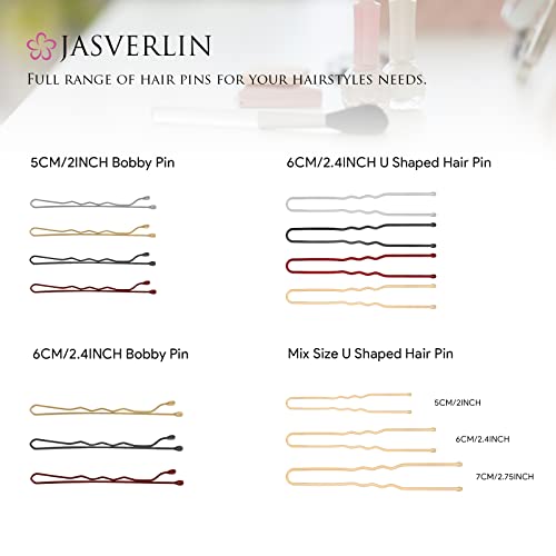 JASVERLIN Silver U Shaped Hair Pins - 100 Pcs 2.4 In Bun Pins