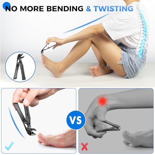 FUMAX Heavy Duty Toenail Clippers for Thick Nails & Ingrown Toenails - 5-in-1 Senior Nail Care Set