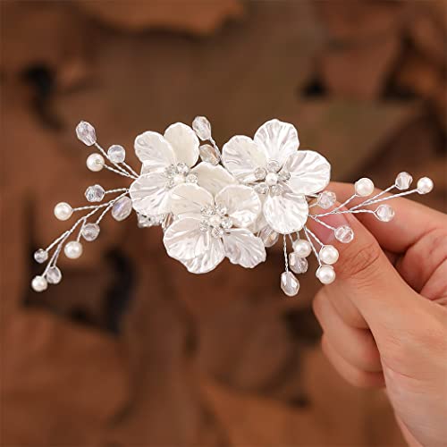 JONKY Flower Bride Wedding Hair Clip Bridal Rhinestone Barrettes