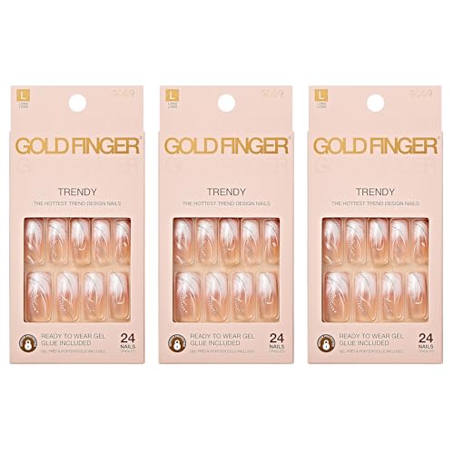 Goldfinger Gel Glam Design Press On Nails - 3 Pack of Long Length