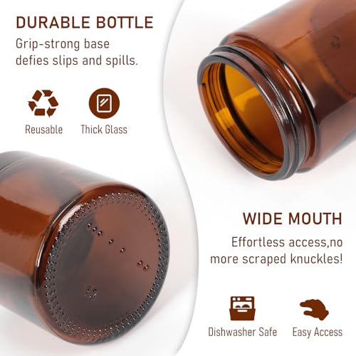 Jaisie.W 4 oz Amber Glass Jars 2 Pack with Black Leakproof Lids & Inner Liners