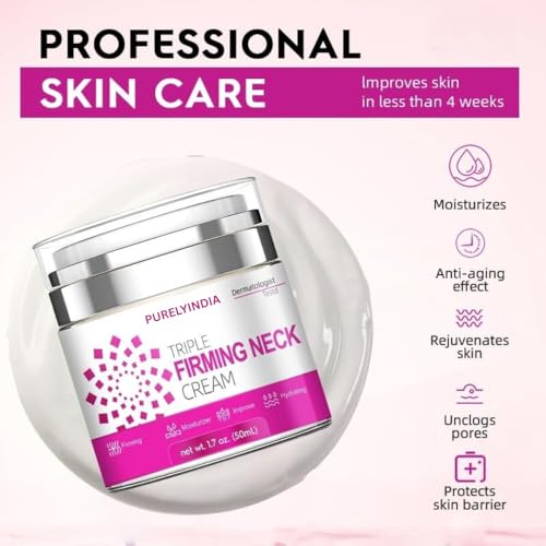 Neck Firming Cream with Retinol, Collagen & Peptides - Anti-Aging Moisturizer for Crepey Skin