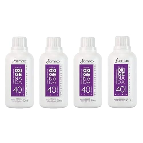 4 Pack Farmax Agua Oxigenada Cremosa Peroxide Cream 90ml Volume 40