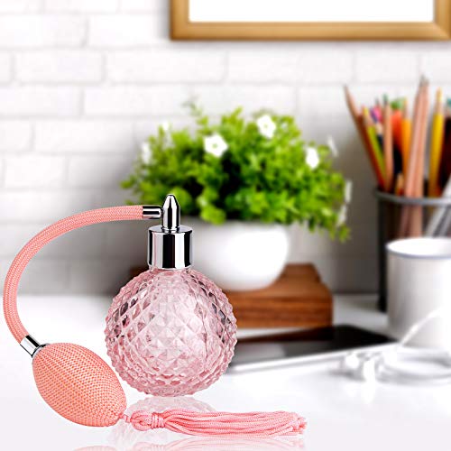 Lamoutor Vintage Perfume Spray Bottle 100ml Pink Crystal with Tassel