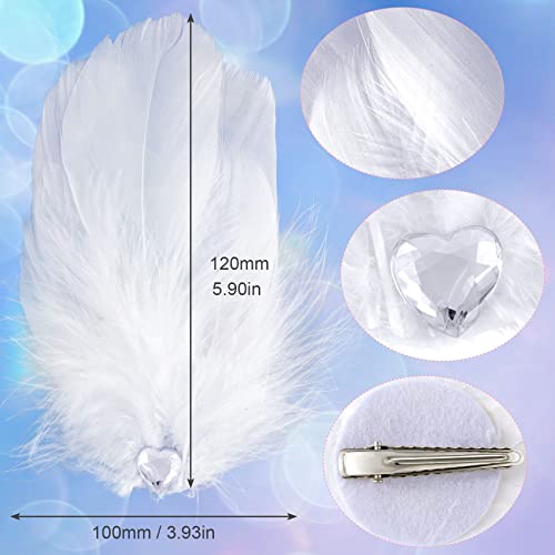 ANCIRS 4 Pack White Feather Hair Clips Barrettes for Women & Girls - Elegant Hair Accessories