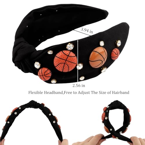 Hapdoo Black Rhinestone Basketball Headband - Sporty Glam Hair Accessory for Fans