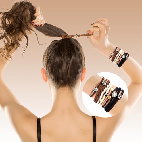 Bouiexye 72 Pack Boho Hair Ties & Bracelets for Women – No Damage, Multi-Color, Heart Design