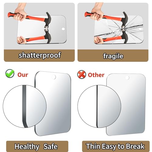 Fogless Shower Mirror for Shaving - Large 11.2x8.2 Inch Waterproof Wall Mount Anti-Fog Bathroom Accessory