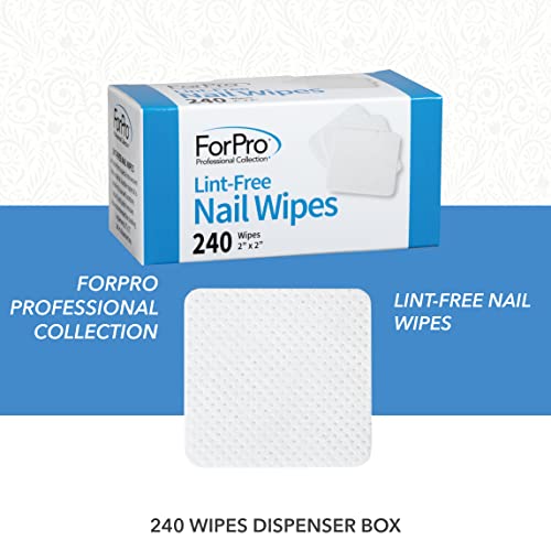 ForPro Lint-Free Nail Wipes, 2x2 Inch Non-Woven Polish Remover Pads, 960 Count