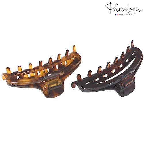 Parcelona French Tortoise Shell Hair Claw Clips Set of 2 - 2.75"
