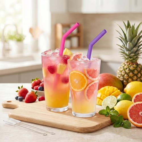 NiHome 6-Pack Reusable Wide Silicone Straws for Smoothies