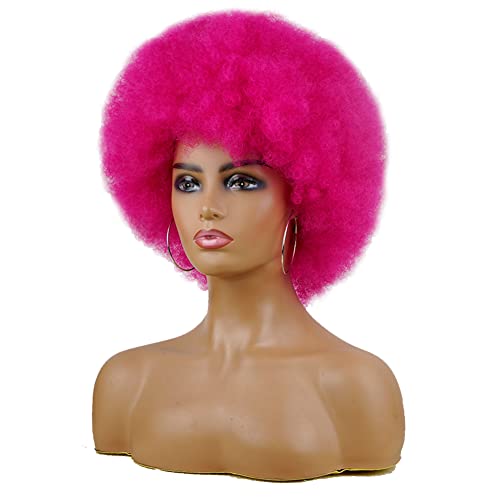 Andromeda 10-Inch Hot Pink 70s Afro Wig - Kinky Curly Heat-Resistant Fiber
