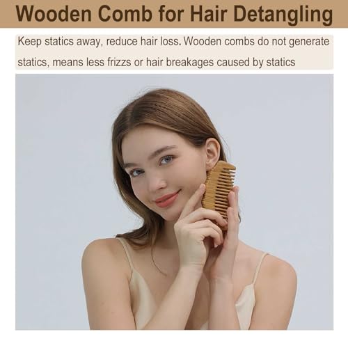Moreinday Wide Wooden Comb for Hair & Beard, Scalp Massage & Oil Distribution