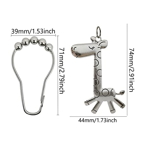 Giraffe Shower Curtain Hooks - Rust Proof Stainless Steel Set of 12