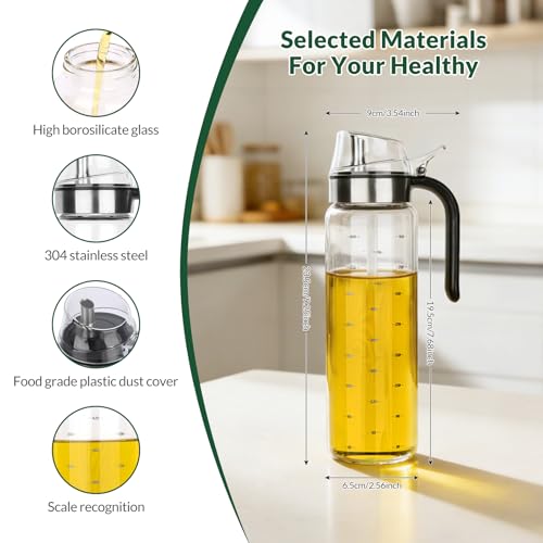 Hotder 500ml Olive Oil Dispenser Bottles - Glass, Non-Drip Spout, Easy Refill (2-Pack)