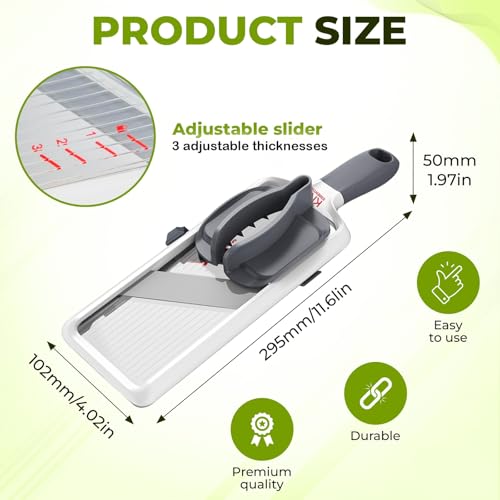 Adjustable Mandoline Slicer - Stainless Steel Vegetable Cutter