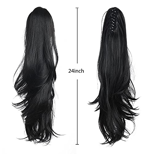 12" Wavy Ponytail Extension with Claw Clip - Synthetic Heat-Resistant