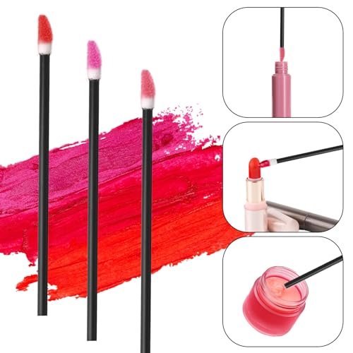 200 Disposable Lip Applicators - Black Lipstick Wands for Makeup