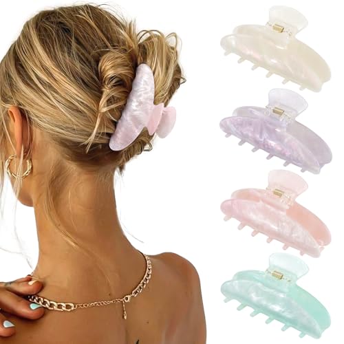 4 Pcs Acrylic Claw Clips for Hair, Non-Slip Strong Hold Hair Clips