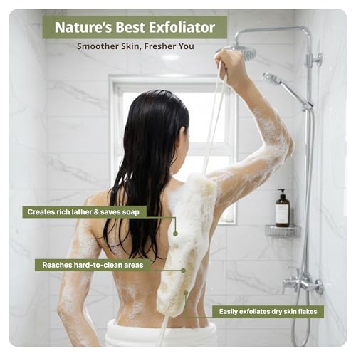 Natural Loofah Back Scrubber & Exfoliating Sponge Set - Eco-Friendly