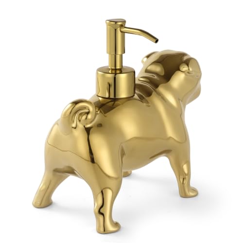 Gold Pug Soap Dispenser - Charming Ceramic Dog Lover Gift