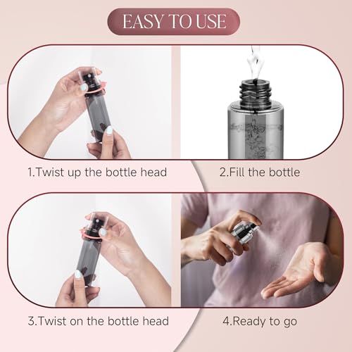 GIVITASOT 1oz Black Spray Bottles - Fine Mist, 3-Pack for Travel