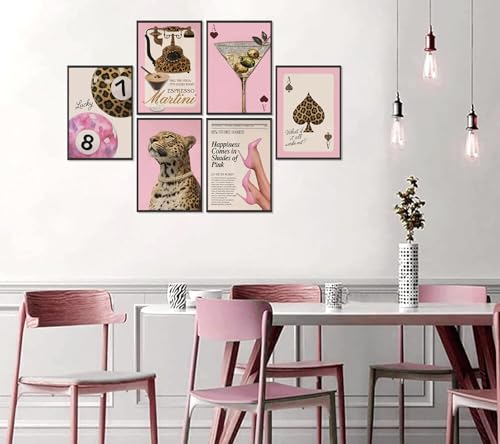 Trendy Pink Leopard Wall Art Prints - 8x10in Unframed Aesthetic Decor