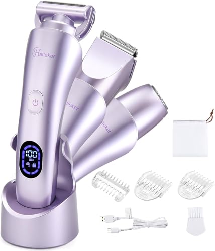 Hatteker Women's Electric Shaver Trimmer - Purple, Waterproof 3-in-1