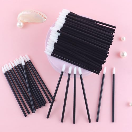 200 Disposable Lip Applicators - Black Lipstick Wands for Makeup
