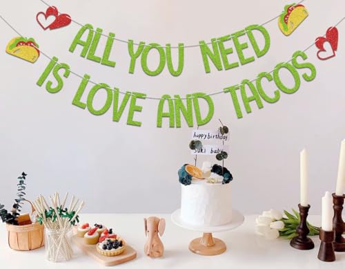 All You Need Is Love And Tacos Banner - Fiesta Party Decor