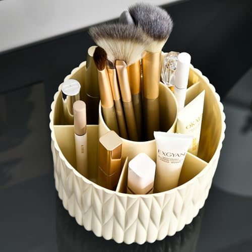 Yoohailor White 360° Rotating Makeup Brush Holder Organizer Vanity Storage