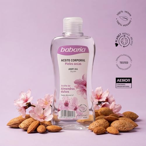 Babaria Sweet Almond Body Oil 300ml - Moisturizing and Nourishing Skin Care