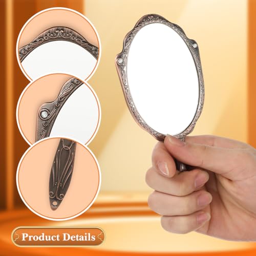 SEWACC Vintage Handheld Makeup Mirror with 360° Rotation