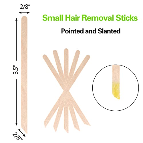 JANYUN 200 Pcs Eyebrow Waxing Sticks - Slanted Wood Applicators