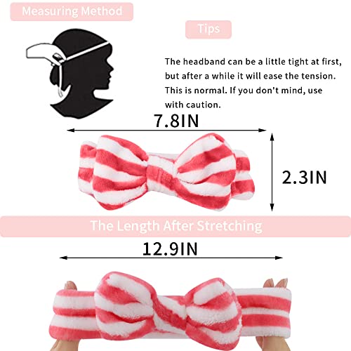 WHAVEL 6 Pack Pink Spa Headbands - Soft Microfiber Face & Hair Wraps for Makeup & Shower, Type 12