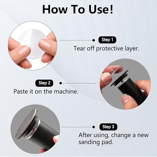 ZABOUL Fine 180 Grit Replaceable Sandpaper Discs for Electric Foot File, 60 Pack