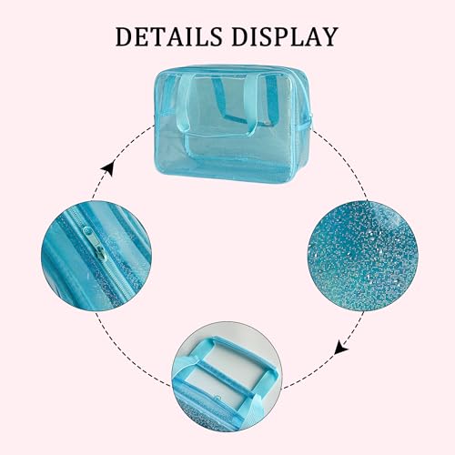 TotePrint Blue Waterproof Iridescent Travel Toiletry Bag for Men & Women - 11.81x5.12x8.27in, Portable Cosmetic Organizer with Handle