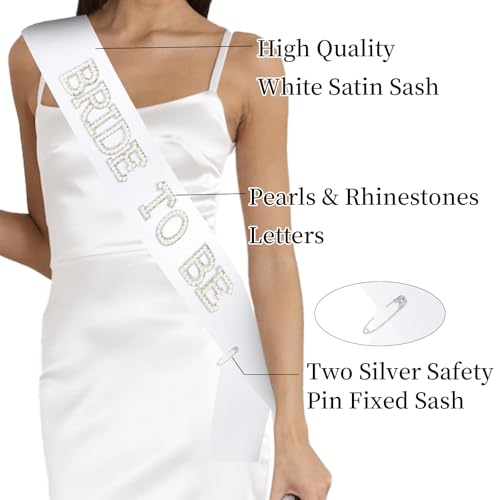 Bahaby White Bride to Be Satin Sash - Bachelorette & Bridal Shower Decorations