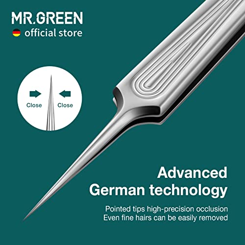 MR.GREEN Pointed Tip Tweezers for Ingrown Hair & Eyebrows