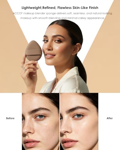 ACCOF 3Pcs Teardrop Double-Sided Makeup Sponges with Elastic Band