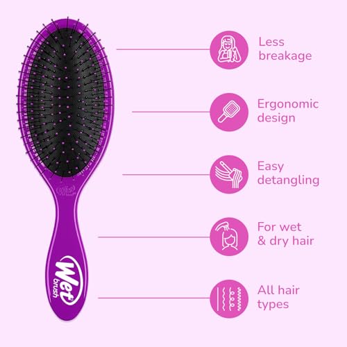 Wet Brush Original Detangler Hair Brush Purple 2 Pack - Ultra-Soft IntelliFlex Bristles for All Hair Types