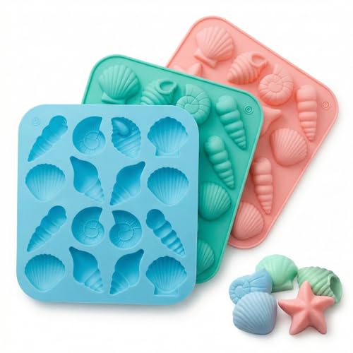 3-Pack Ocean Theme Silicone Molds for Chocolate & Candy