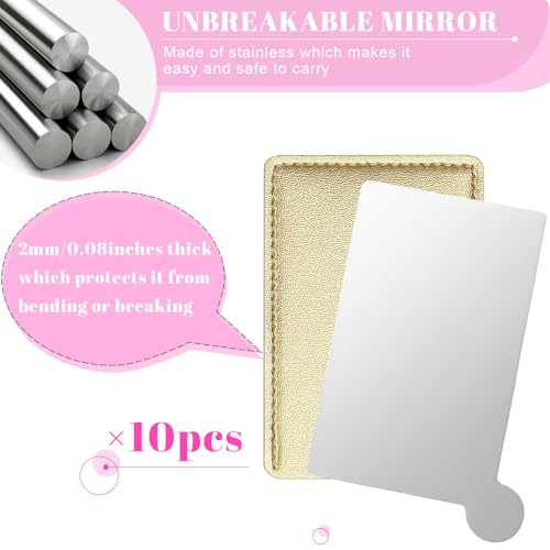 Jetec Gold Compact Pocket Mirror Set - 10 Mini Travel Makeup Mirrors for Purse & Wallet