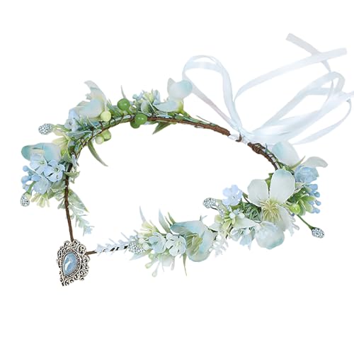 Vivivalue Boho Floral Crown Headband with Ribbon for Wedding and Costume