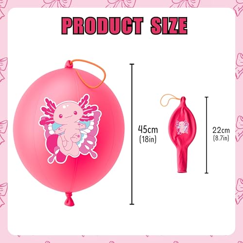 Axolotl Party Favor Pack - 24 Pink Punch Balloons & 48 Tattoos