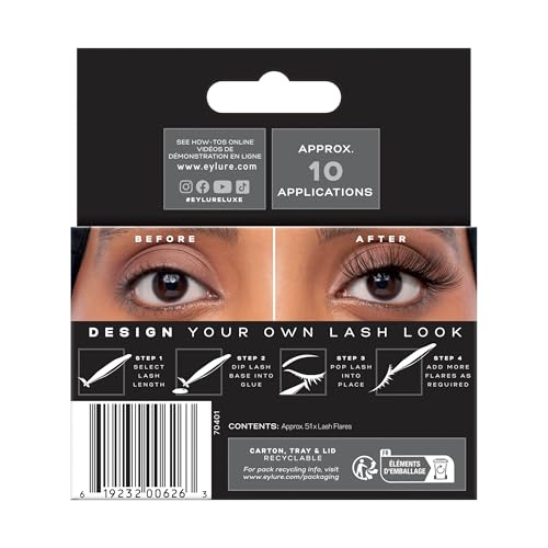 Eylure Luxe 3D False Eyelash Flares Pack of 2 – Short, Medium & Long Individual Lashes